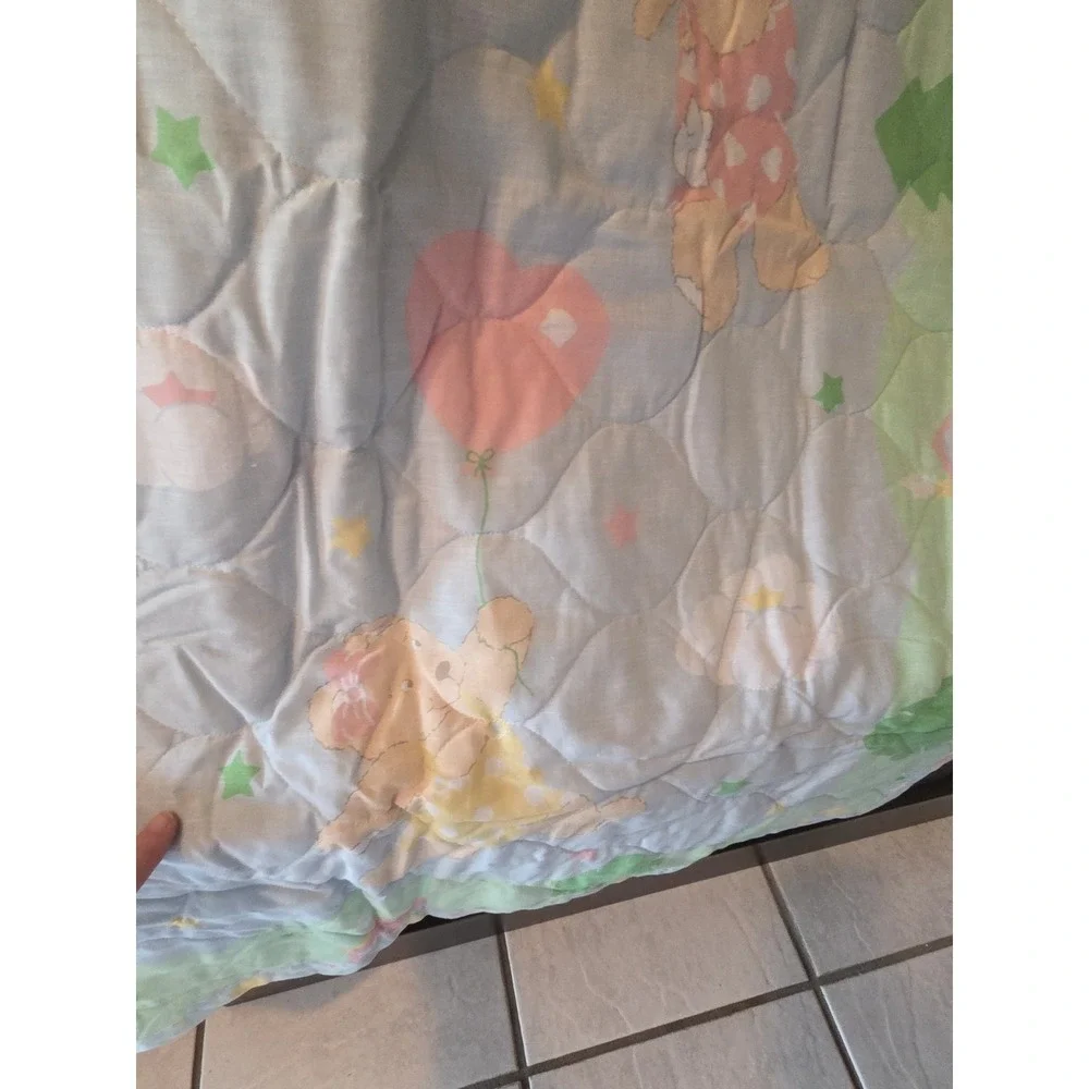 Bunnies And Bears Handmade Baby Blanket, Pastels Cottagecore Charming